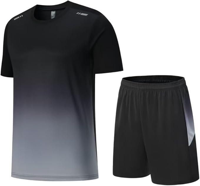 Men’s Jersey T-Shirt & Bottom Set – Black & Grey Solid Slim Fit Casual Wear