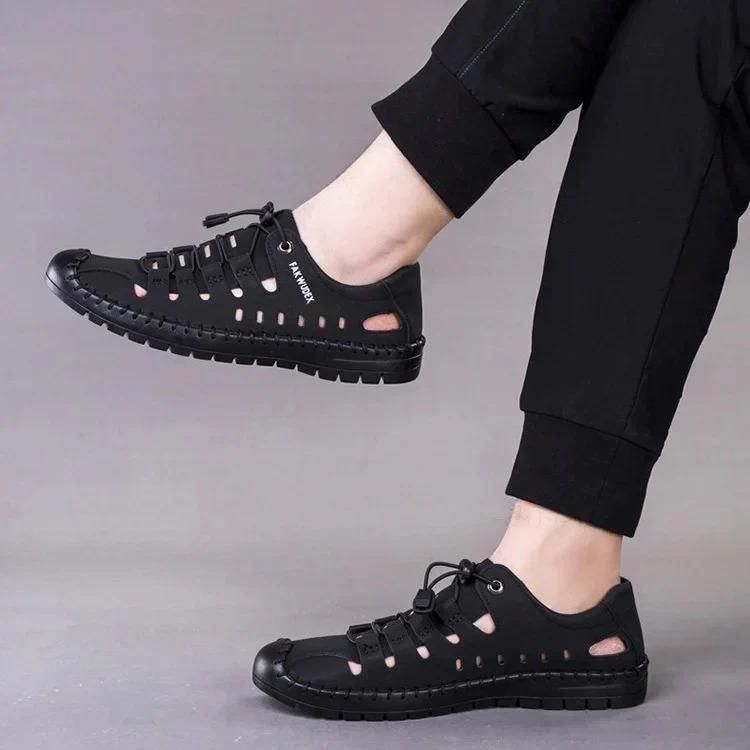 Men’s Stylish Casual Shoes – Black Synthetic Lace-Up with Airmix Sole