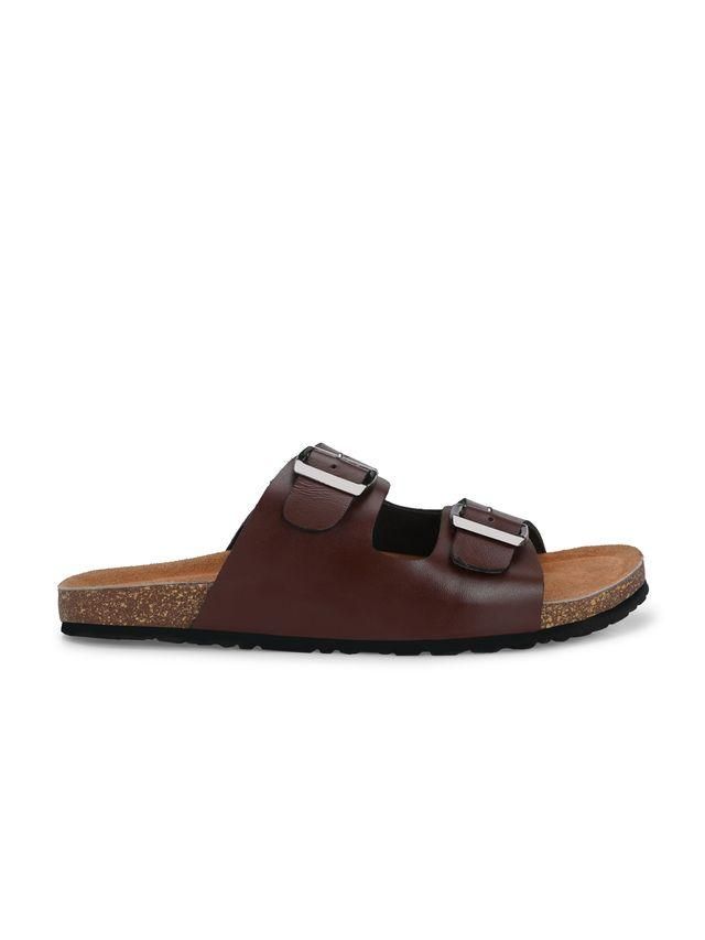 Men’s Arizona Brown Leather Slippers – Comfortable Casual Synthetic with EVA Sole