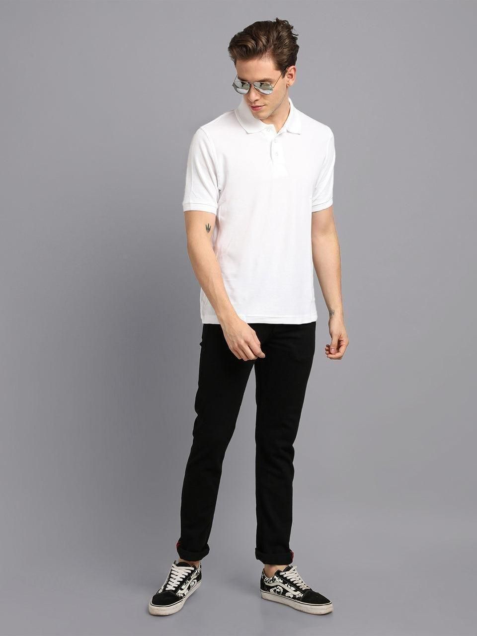 Men’s Matte Solid Polo T-Shirt – Half Sleeves, Regular Fit Casual Wear
