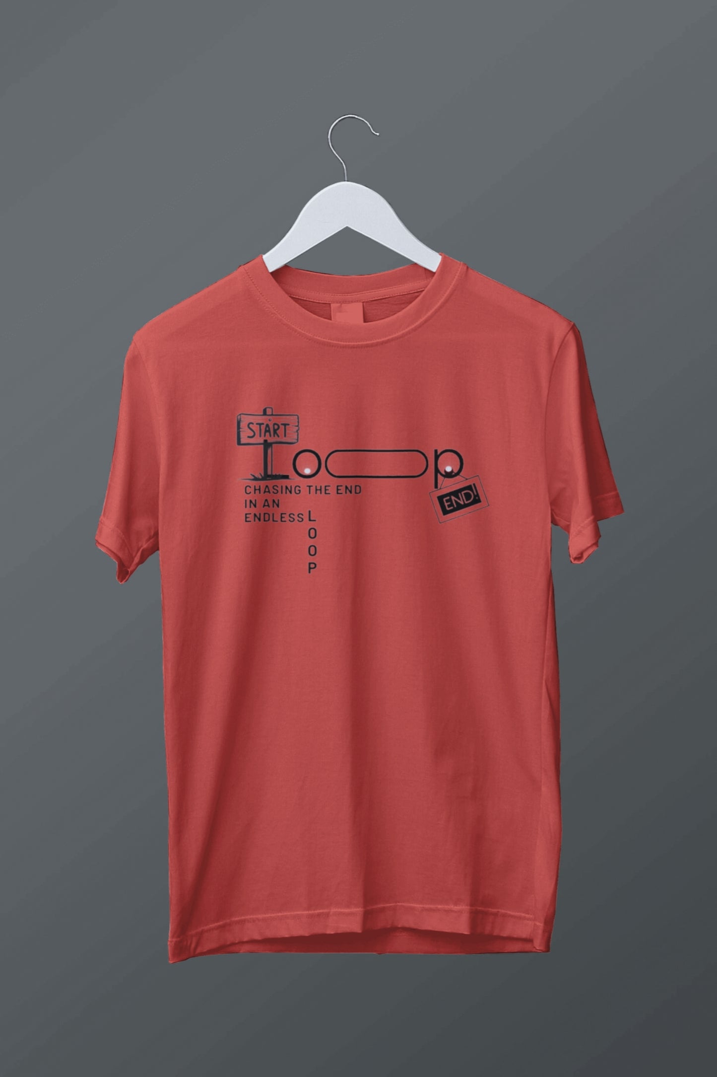 Chasing the End in an Endless Loop" Minimal Graphic Unisex T-Shirt