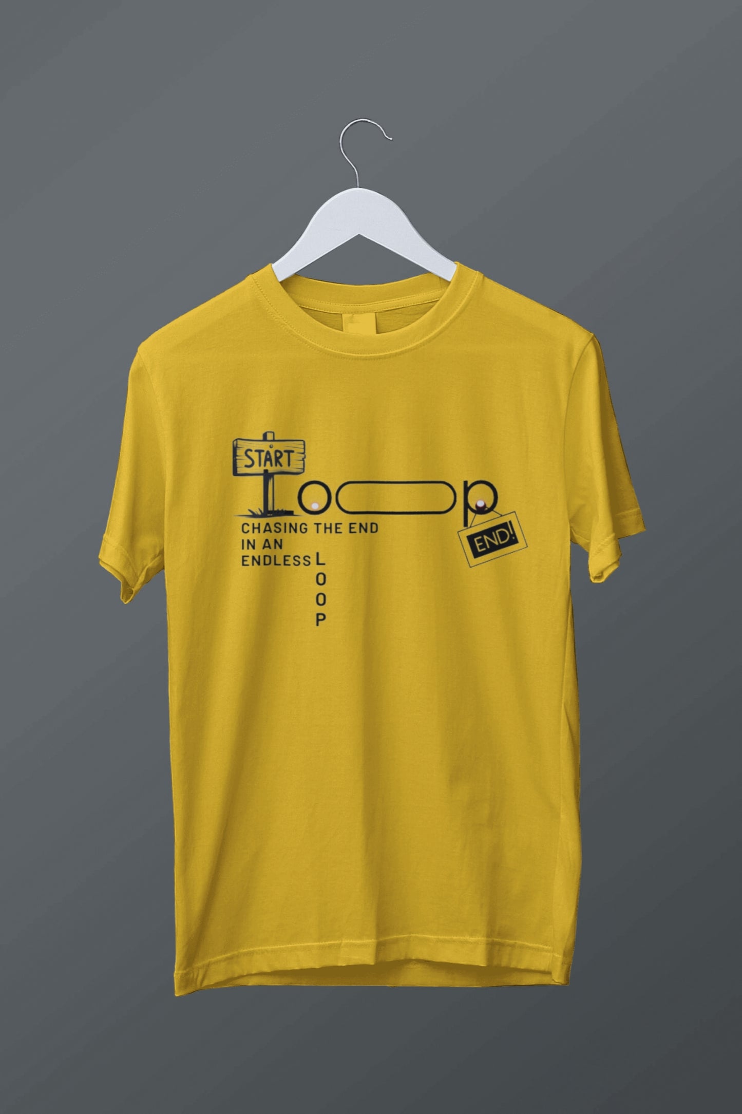 Chasing the End in an Endless Loop" Minimal Graphic Unisex T-Shirt