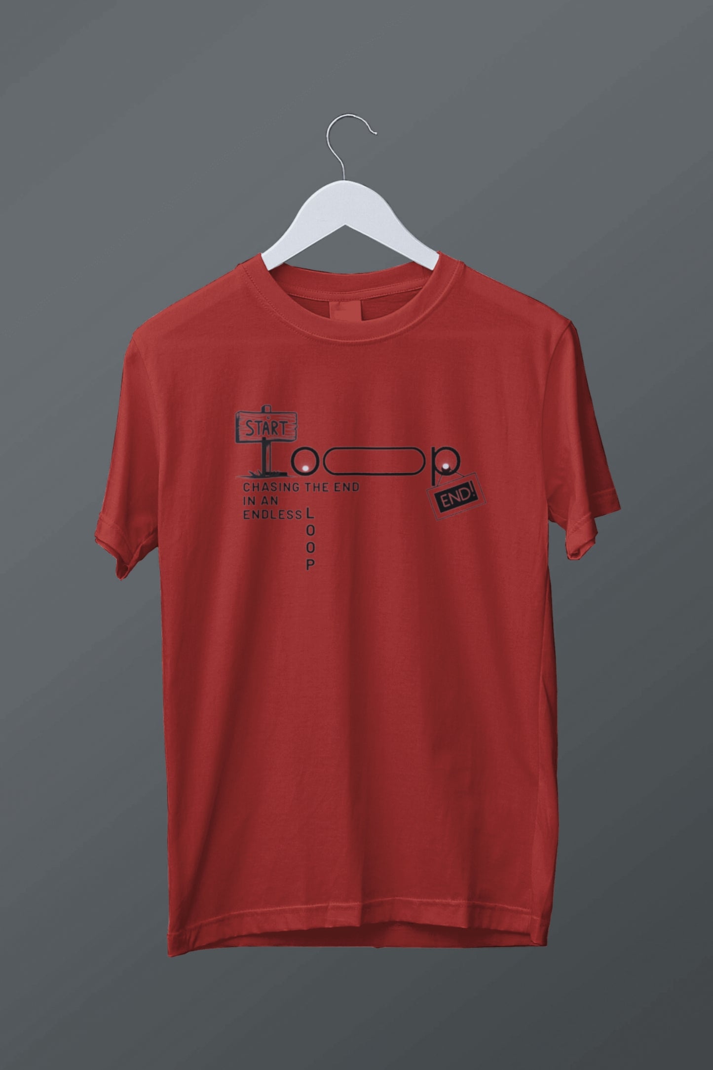 Chasing the End in an Endless Loop" Minimal Graphic Unisex T-Shirt