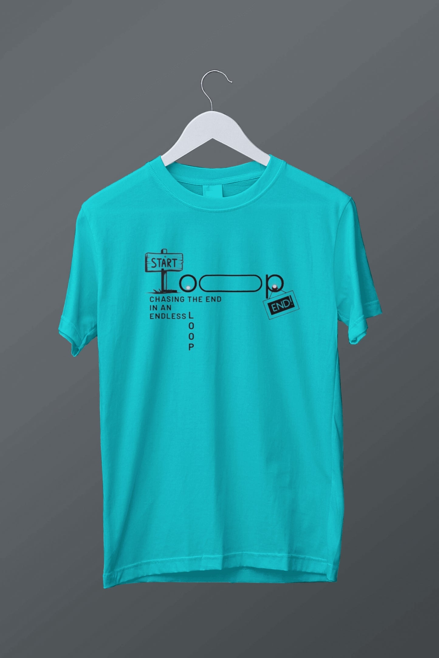 Chasing the End in an Endless Loop" Minimal Graphic Unisex T-Shirt