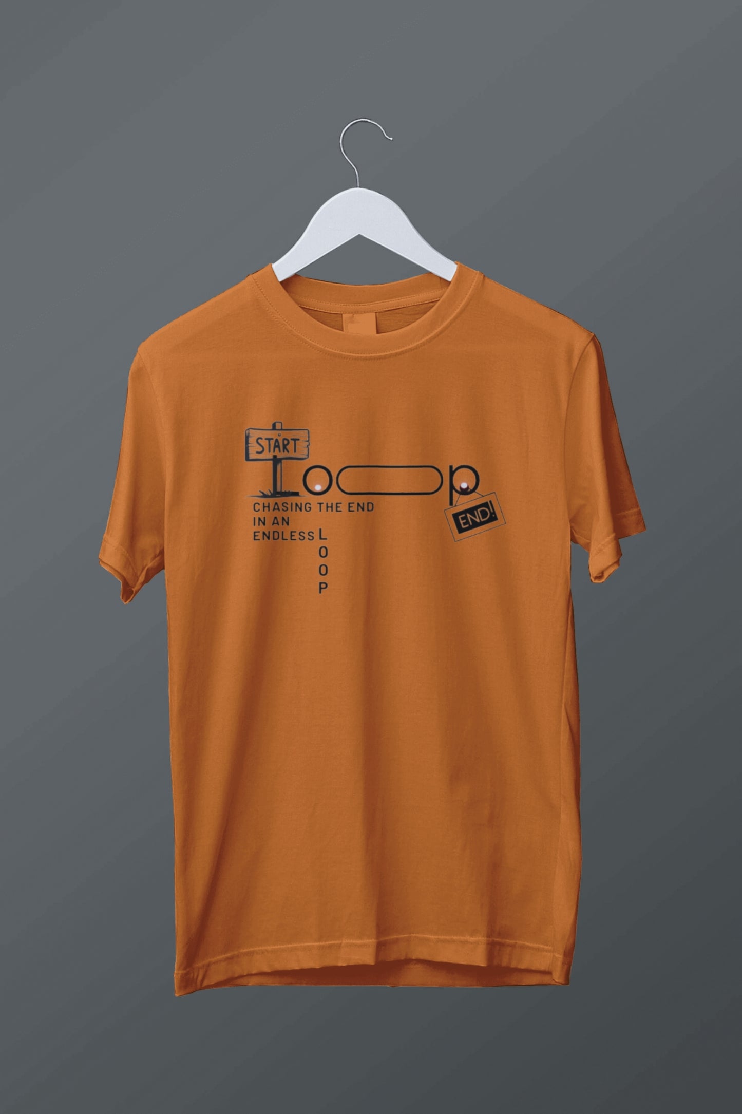 Chasing the End in an Endless Loop" Minimal Graphic Unisex T-Shirt