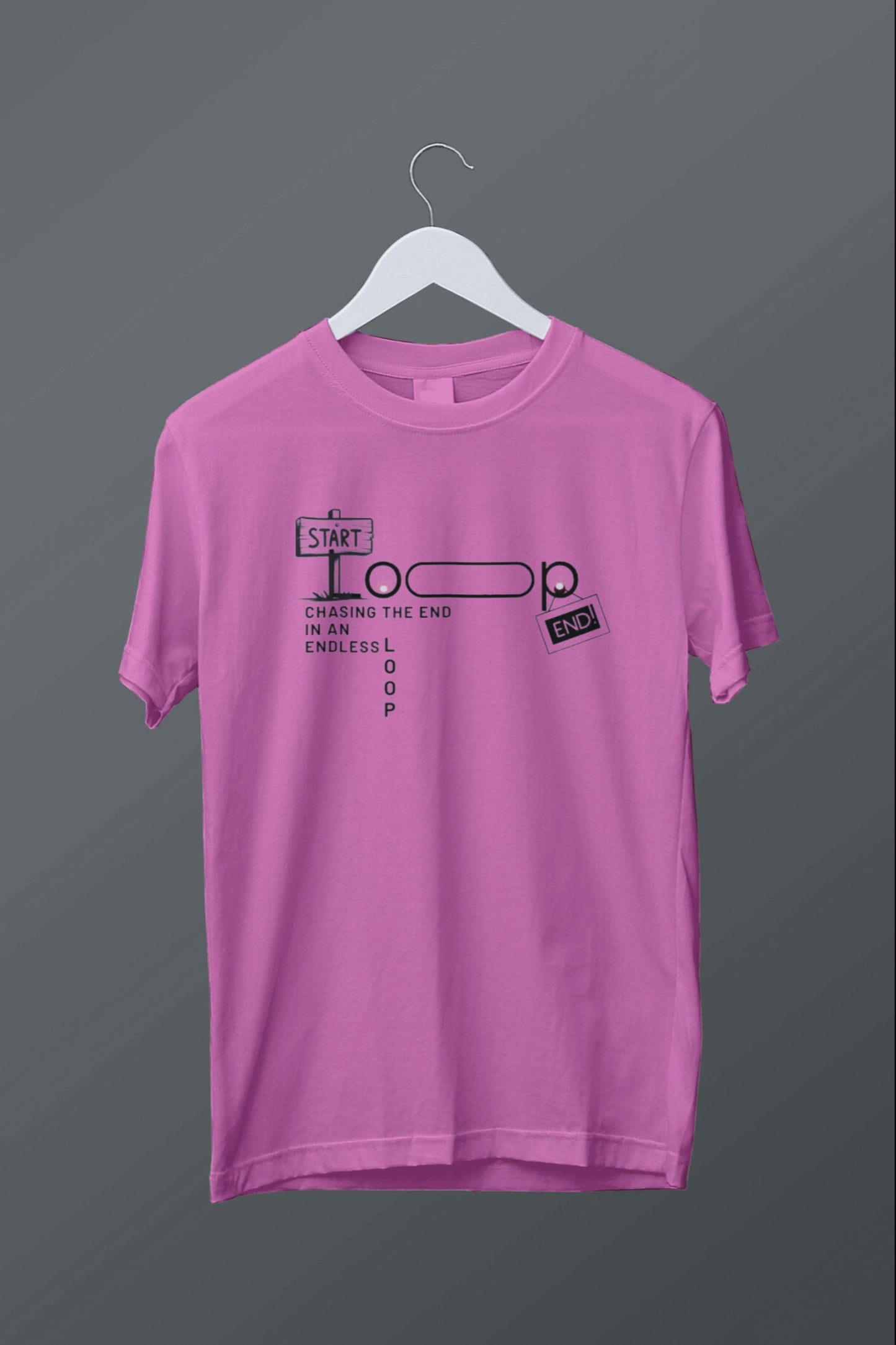 Chasing the End in an Endless Loop" Minimal Graphic Unisex T-Shirt