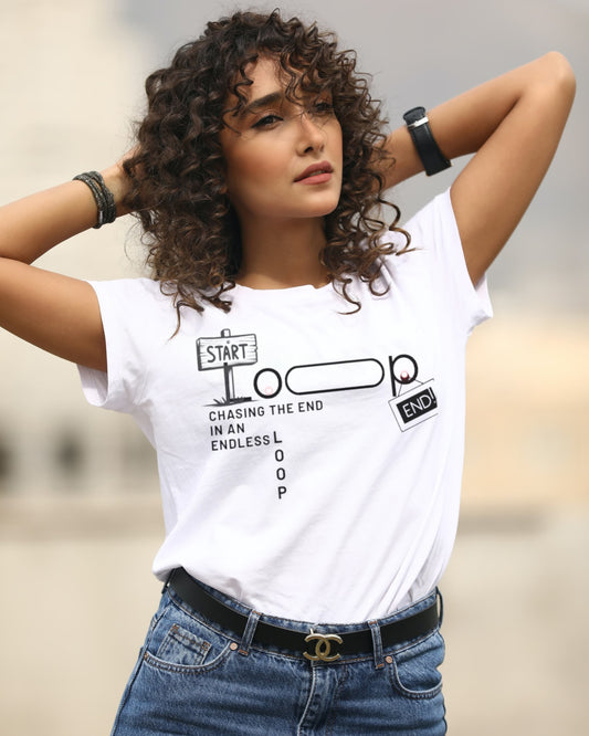 Chasing the End in an Endless Loop" Minimal Graphic Unisex T-Shirt