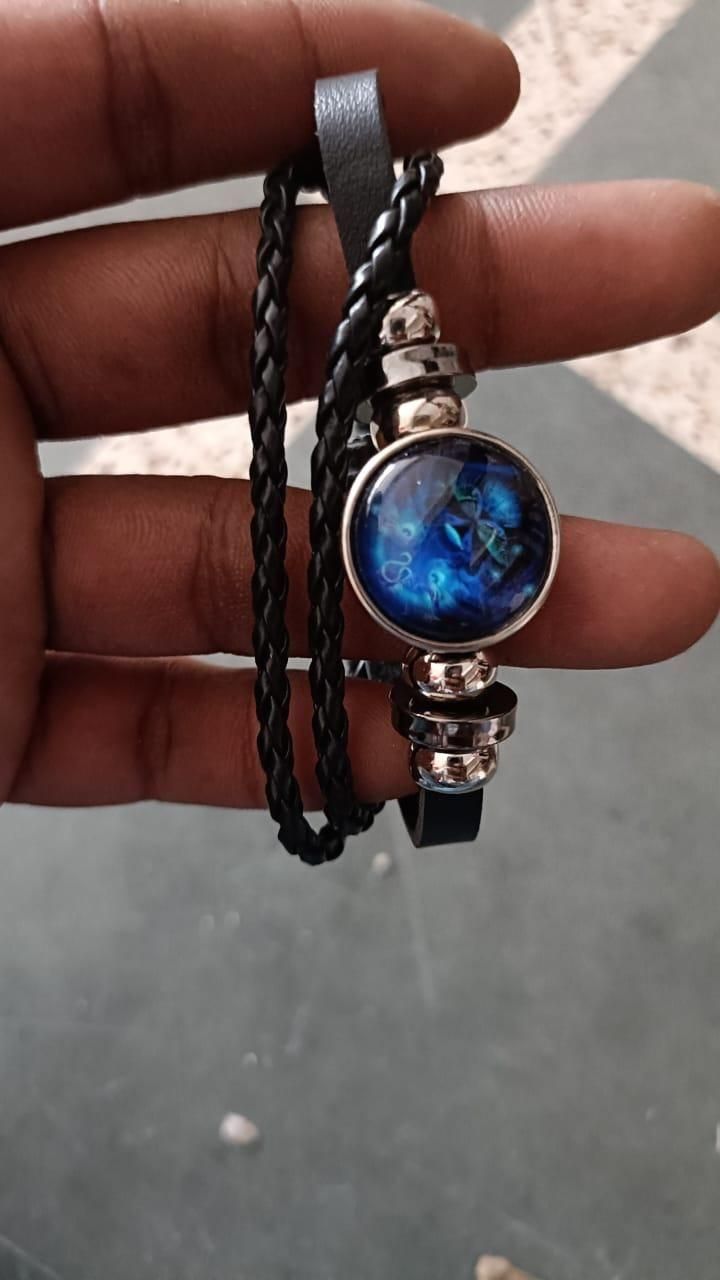 Constellation Zodiac Guardian Bracelet – Black Leather Adjustable Alloy Bracelet