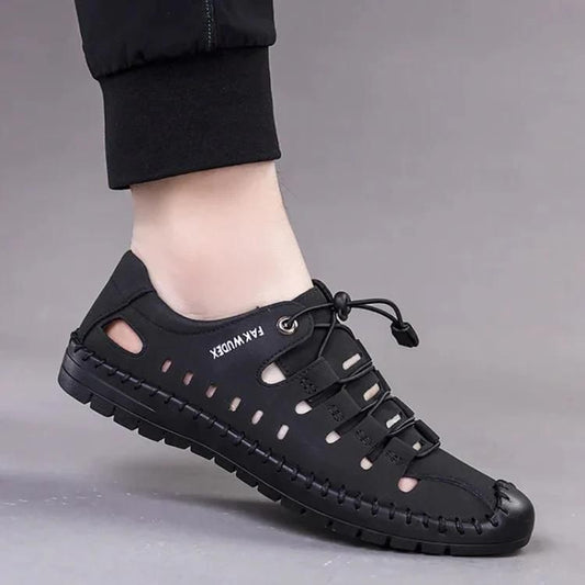 Men’s Stylish Casual Shoes – Black Synthetic Lace-Up with Airmix Sole