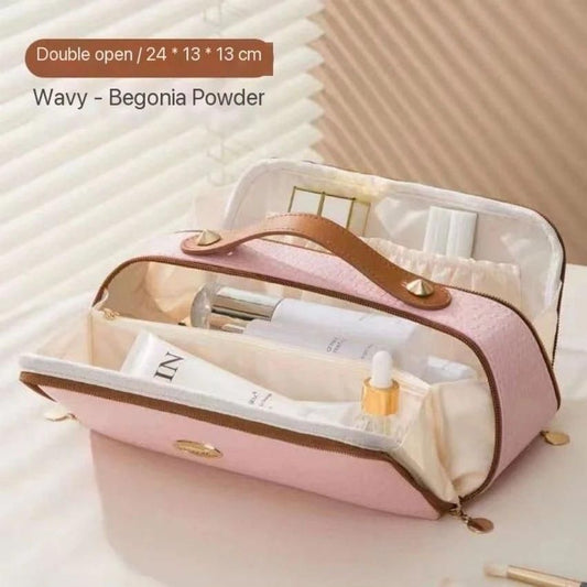 Compact Double Zipper Toiletry & Makeup Organizer