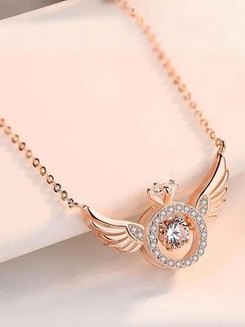 Elegant American Diamond Pendant with Chain – Gold Stainless Steel Jewelry for Women