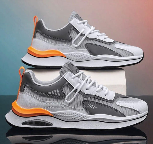 Men’s Stylish Lightweight Casual Shoes – White Synthetic Lace-Up with Air mix Sole