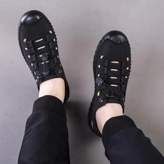 Men’s Stylish Casual Shoes – Black Synthetic Lace-Up with Airmix Sole