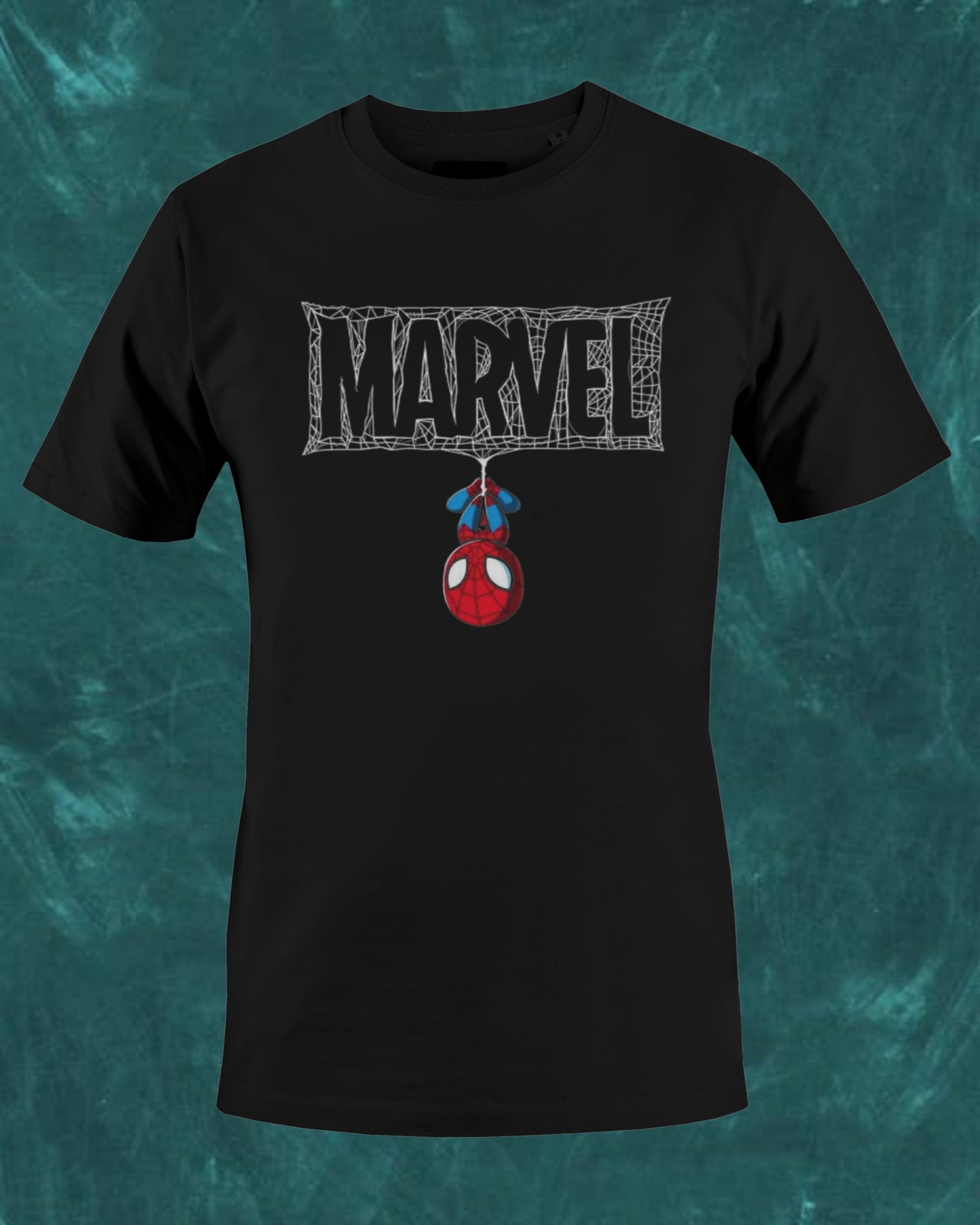 Marvel Spider-Man Hanging Tee: Classic Black Graphic Shirt